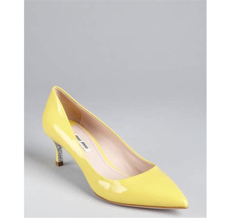 miu miu yellow mules shoes design by italy|miumiu shoes for women.